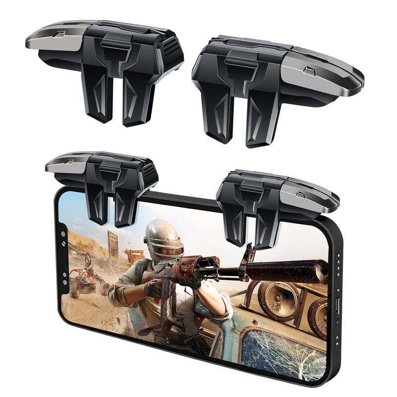EasEasy PUBG Game Trigger, 6 Fingers Mobile Phone Trigger Controller Compatible for PUBG/Rules of Survival/Knives Out, Sensitive Aim & Shoot Trigger And Smartphone Joystick for iPhone & Android Phones - Image 1